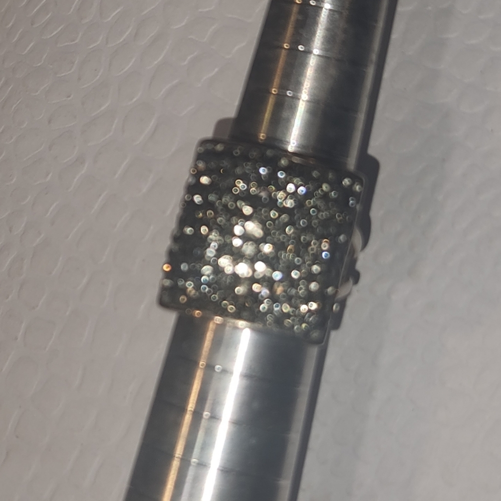 Sterling Silver Textured With Crystal Stones Squa… - image 8